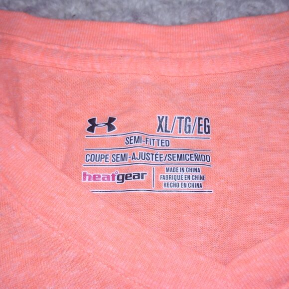 Under Armour Heat Gear Semi-Fitted V Neck Short Sleeve T-Shirt Plus XL Orange - Picture 2 of 6